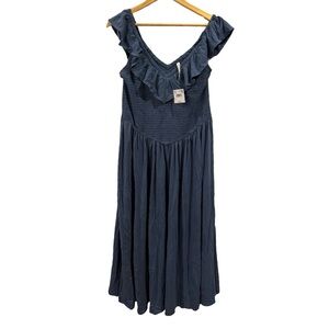 American Eagle Blue Ruffle Maxidress Womens L